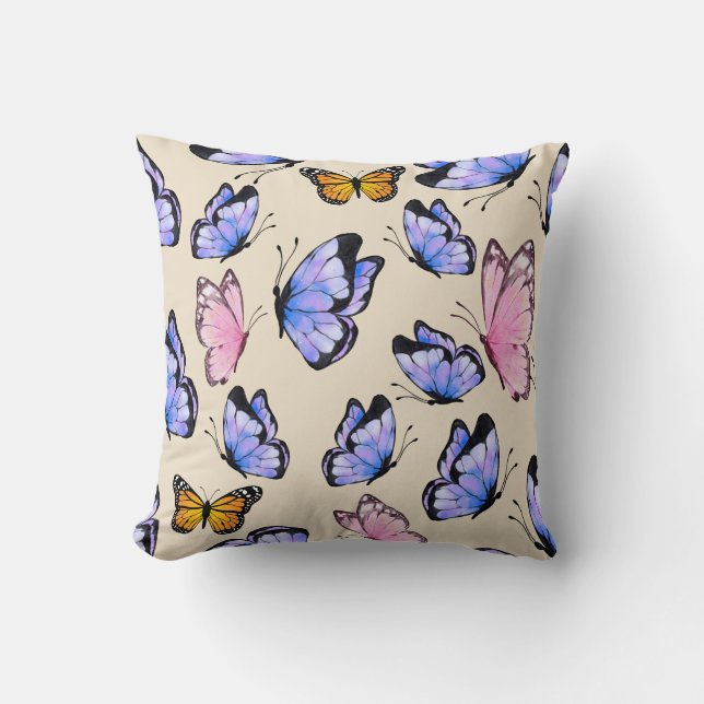 Fascinating butterfly patterns throw pillow (Front)
