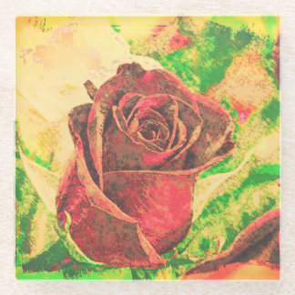 Fascinating faded vintage Rose Glass Coaster