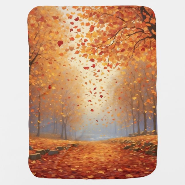 fascinating falling leaves baby blanket (Front)