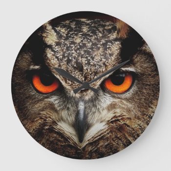 Fascinating Owl Large Clock by MehrFarbeImLeben at Zazzle