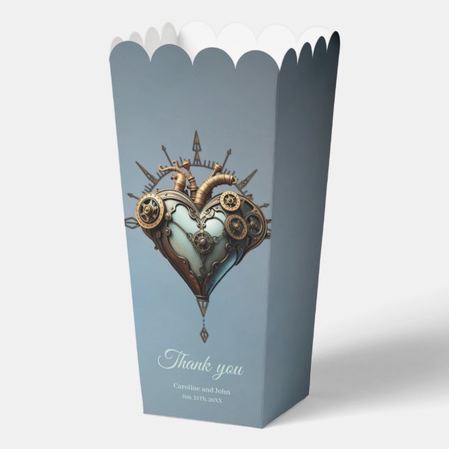 Fascinating steampunk heart favor boxes (Front)