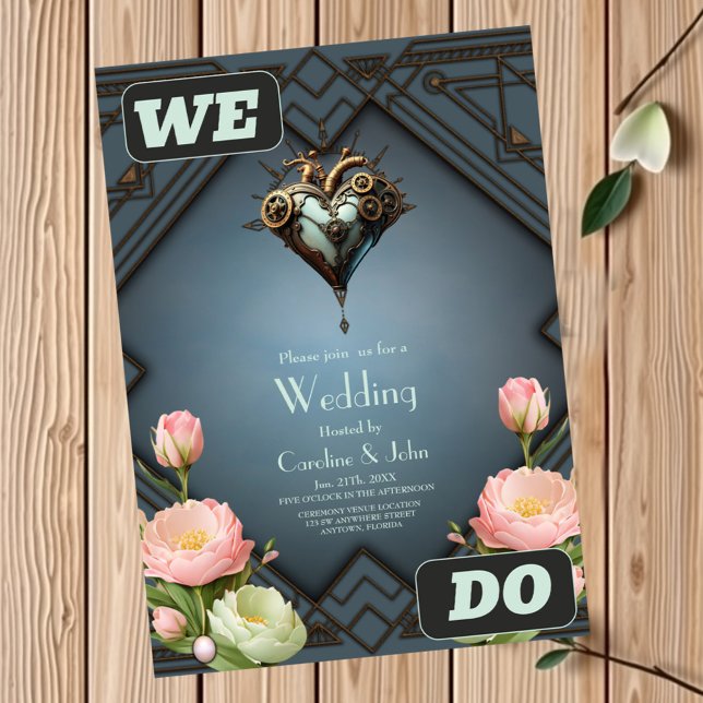 Fascinating steampunk heart  invitation (Creator Uploaded)