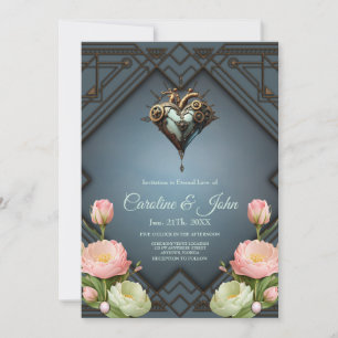 Fascinating steampunk heart invitation
