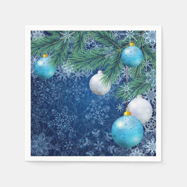 Fascinating White Christmas Paper Napkins (Front)