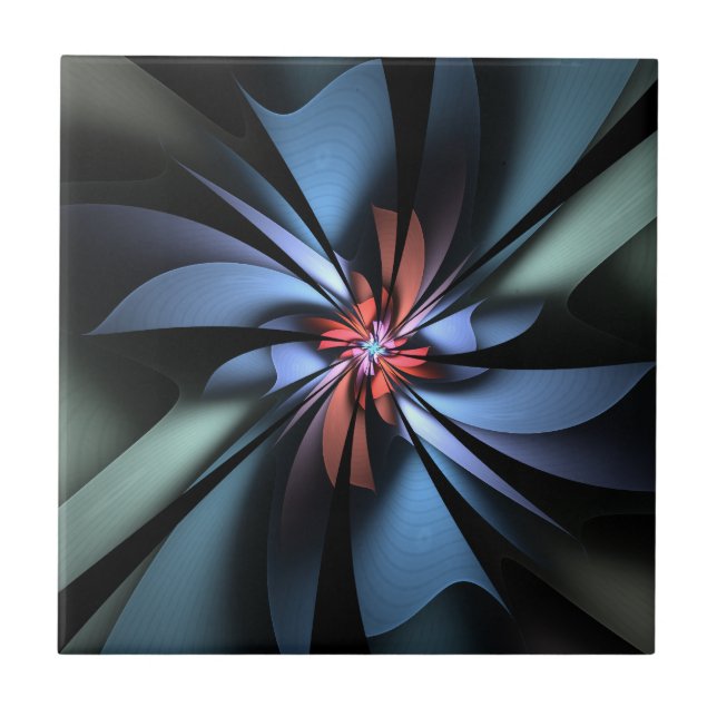 Fascination Blue and Green Abstract Ceramic Tile (Front)
