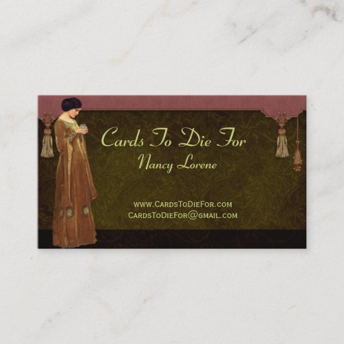 Fascination in Green, Gold &amp; Rose Business Cards