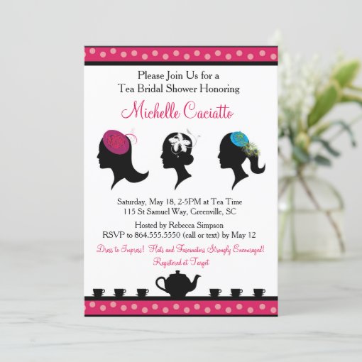 Fascinator Hat Tea Bridal Shower Invitation Zazzle