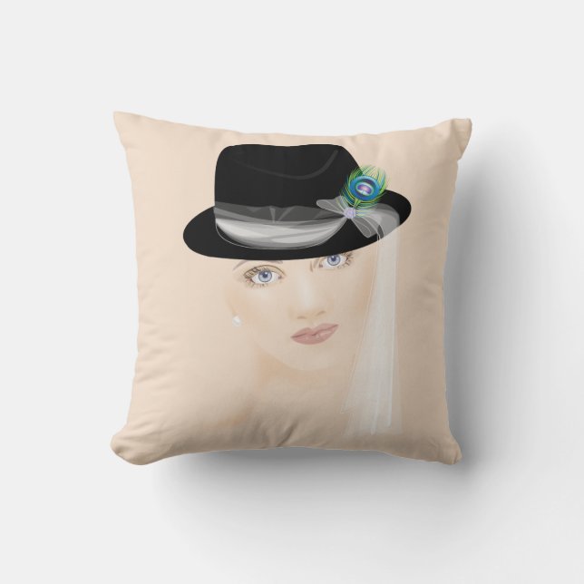 Fascinators - Fedora Throw Pillow (Front)