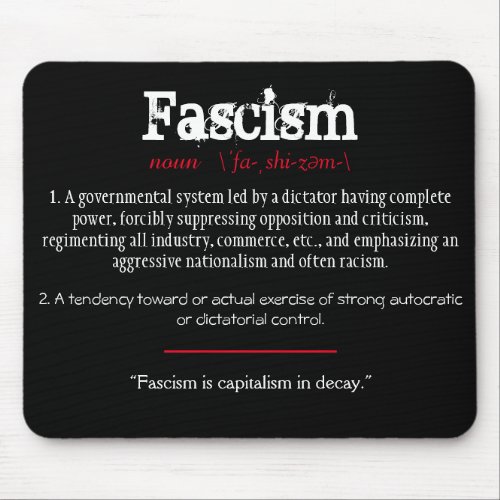 Fascism Definition Political Statement Red Mouse Pad