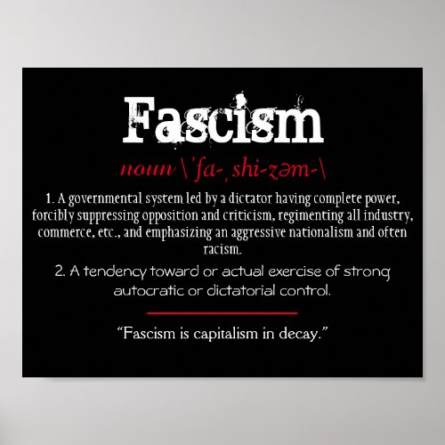 Fascism Definition Political Statement Red Poster