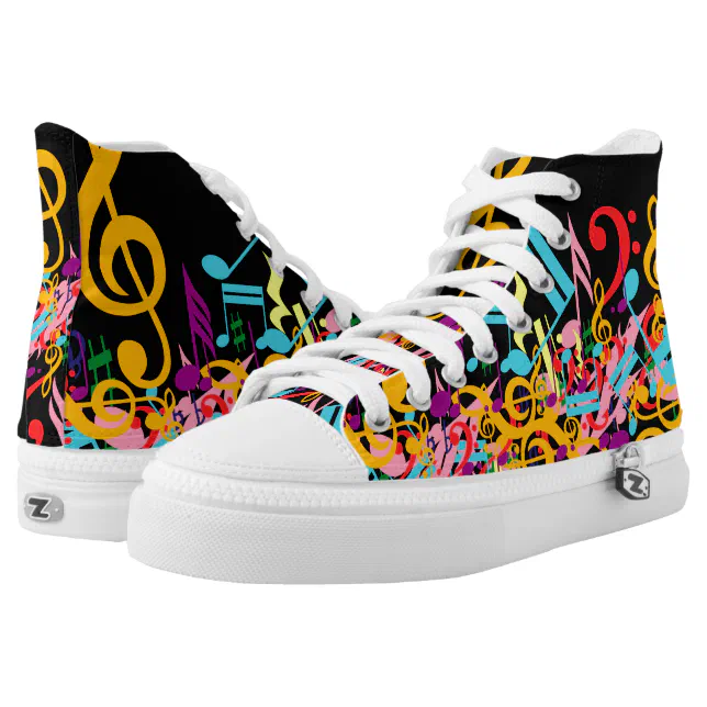 Fashinable designer mixed music notes High-Top sneakers | Zazzle