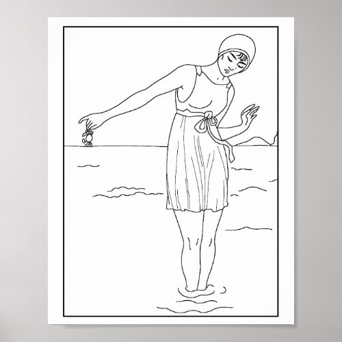 Fashion 1913 Woman Swimwear Ocean Water Poster