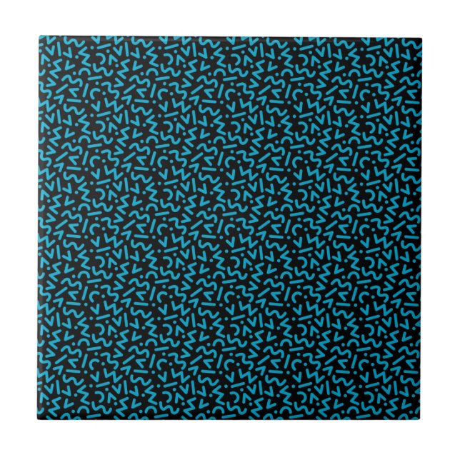 Fashion 80s blue and black ceramic tile (Front)