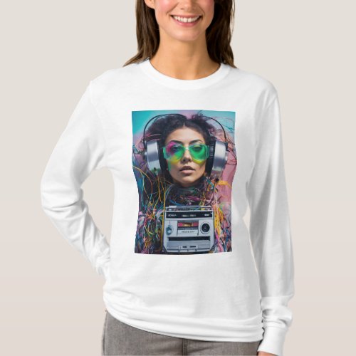 Fashion a DJ image with a retro cassette tape rep T_Shirt
