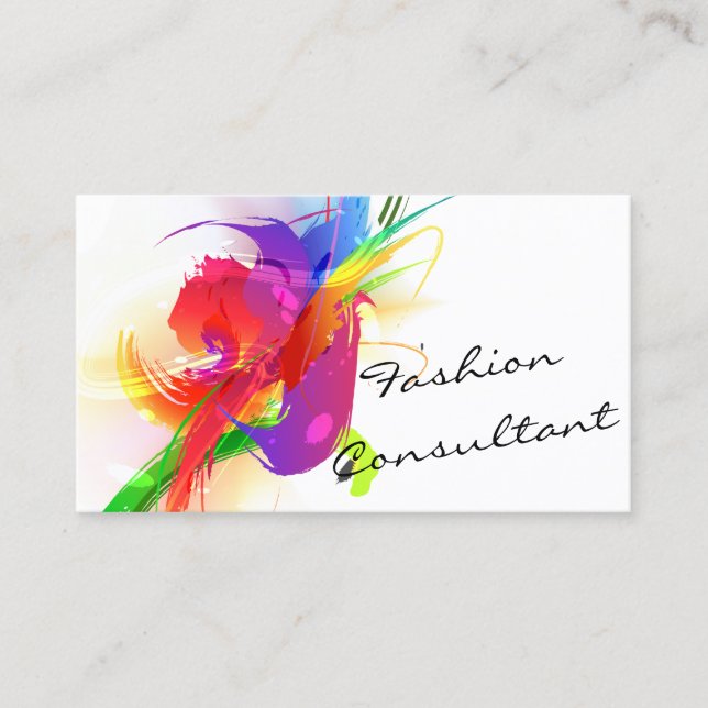 Fashion  Abstract Lorikeet Paint Splatter Business Card (Front)