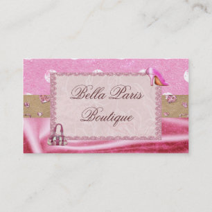 Fashion Accessories Pink Glitter Business Cards