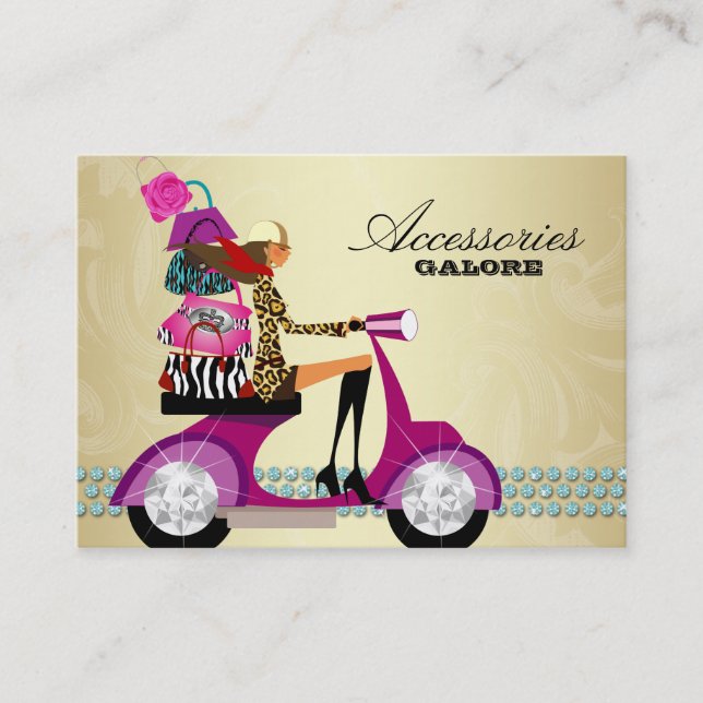 Fashion Accessories Purses Jewelry Blue Gold Business Card (Front)