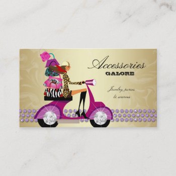 Fashion Accessories Purses Jewelry Purple Gold Reg Business Card by thefashioncafe at Zazzle