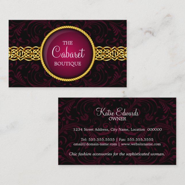 Fashion Accessory and Jewelry Business Card (Front/Back)