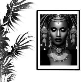 Fashion African black white jewelery Headpiece Poster