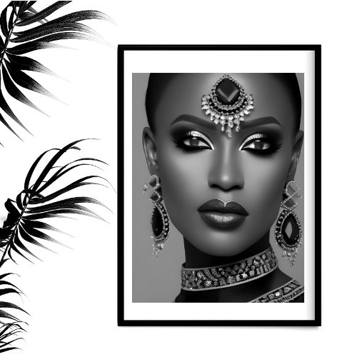 Fashion African black white jewelery woman Poster