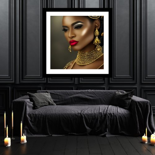 Fashion African gold Black earrings necklace gems Poster