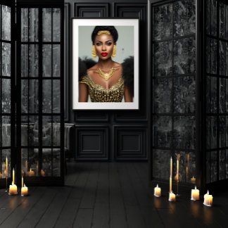 Fashion African gold Black Jewel Earrings necklace Poster
