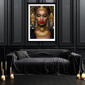 Fashion African gold Black Jeweled hair Choker Poster