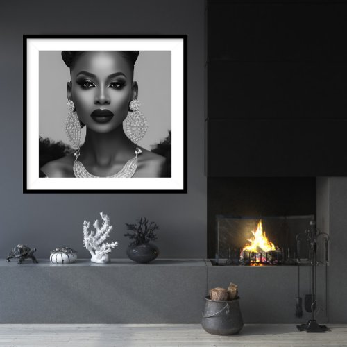 Fashion African woman black_white jewels Poster