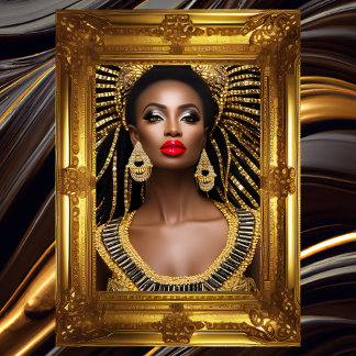 Fashion African woman gold Black Jeweled Dress Poster