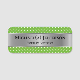 Fashion Apple Green Polka Dot Silver Name Tag