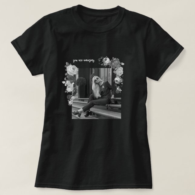 FASHION Art Girl Black and Gray Beautiful #2 T-Shirt (Design Front)