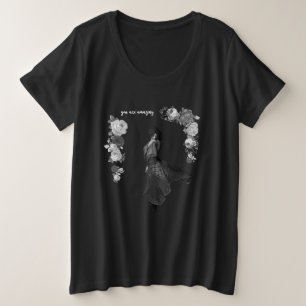 FASHION Art Girl Black and Gray Beautiful Plus Size T-Shirt