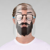 Fashion Beard and Mustache - Man with Glasses - Face Shield