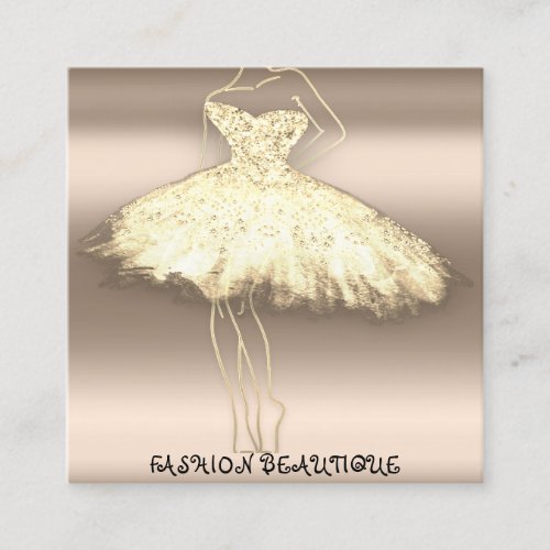 Fashion Beautique Dress Custom QR Logo Rose Gold Square Business Card