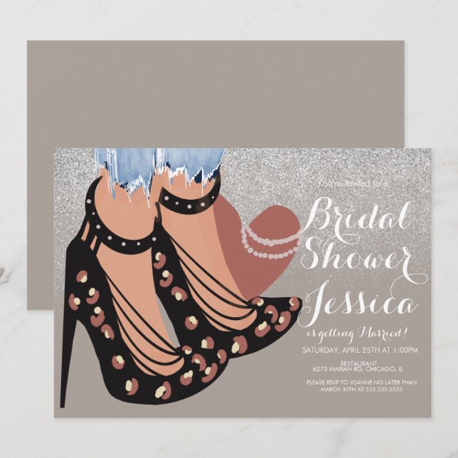 Fashion Beauty Heels Jeans Bridal Shower Earthy In Invitation (Front/Back)