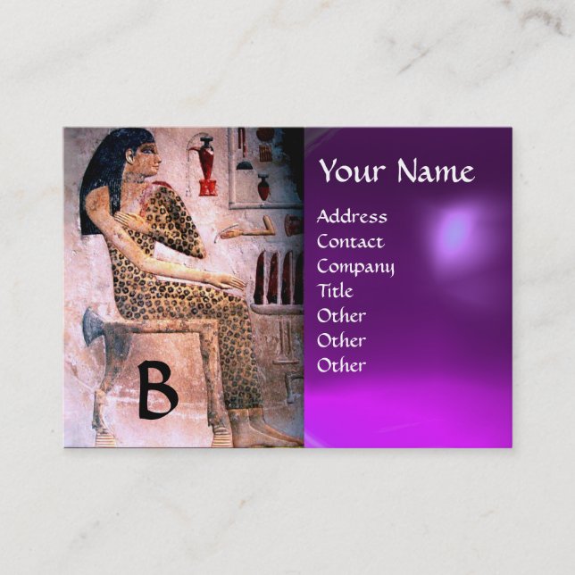 FASHION & BEAUTY OF ANTIQUE EGYPT MONOGRAM purple Business Card (Front)
