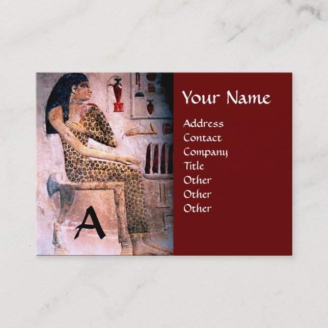 FASHION & BEAUTY OF ANTIQUE EGYPT MONOGRAM red Business Card (Front)