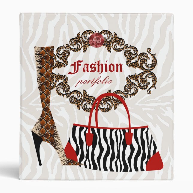 Fashion Binder Portfolio Zebra Purse Leather Boot (Front)