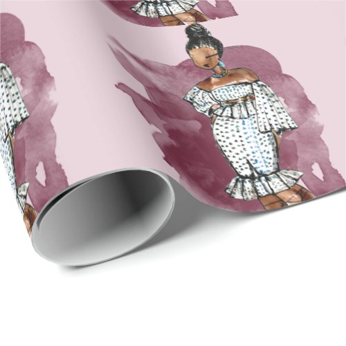 Fashion Birthday outfit sketch glam diva Wrapping Paper