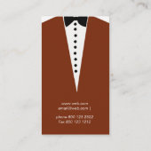 Fashion Black Tie Event Tuxedo Suit Elegant Modern Business Card (Back)