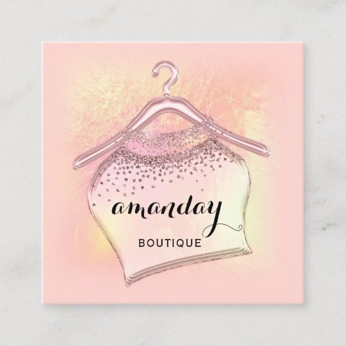 Fashion Blog Beutique Shop Rose Cloth Hanger Square Business Card