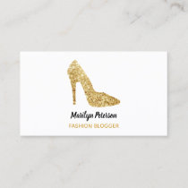 Fashion Blogger Gold Sequin High Heel Glam Elegant Business Card