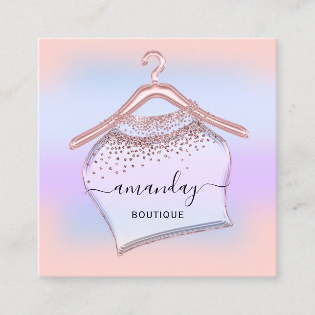 Fashion Blogger Stylist Influencer Rose Cloth Hang Square Business Card (Front)