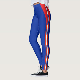 Fashion Blue, Red White Striped Leggings