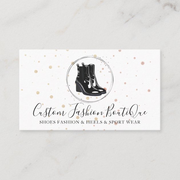 Fashion Boutique Black Winter Shoes Business Card