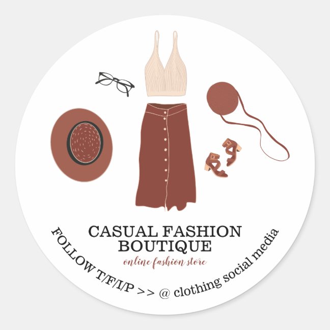Fashion Boutique Boho Hipster Clothing Classic Round Sticker