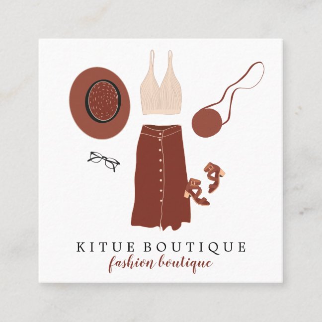 Fashion Boutique Clothing Accessories Custom Square Business Card