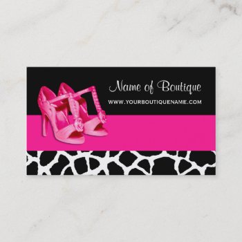 Fashion Boutique Giraffe Print Girly Pink Pumps Business Card by GirlyBusinessCards at Zazzle