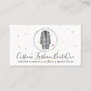Fashion Boutique Grey Plaid Jacket Business Card